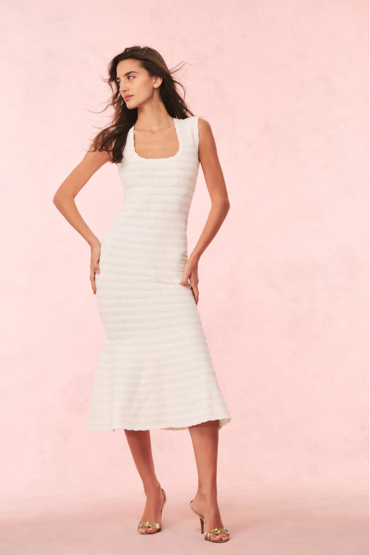 Leigh Pointelle Knit Midi Dress | Ivory - Image 2