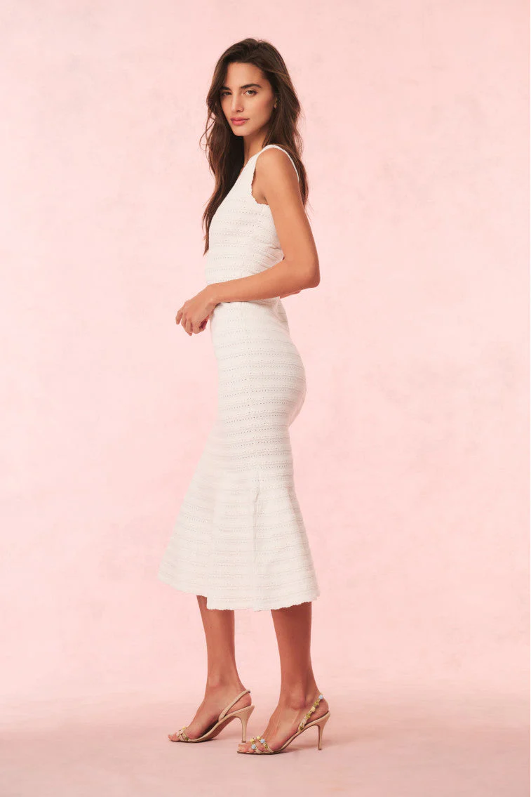 Leigh Pointelle Knit Midi Dress | Ivory - Image 5