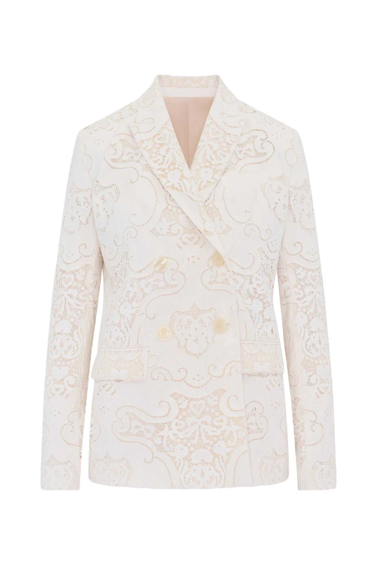 Luara Cotton Doiley Lace Blazer | Optic White - Image 2