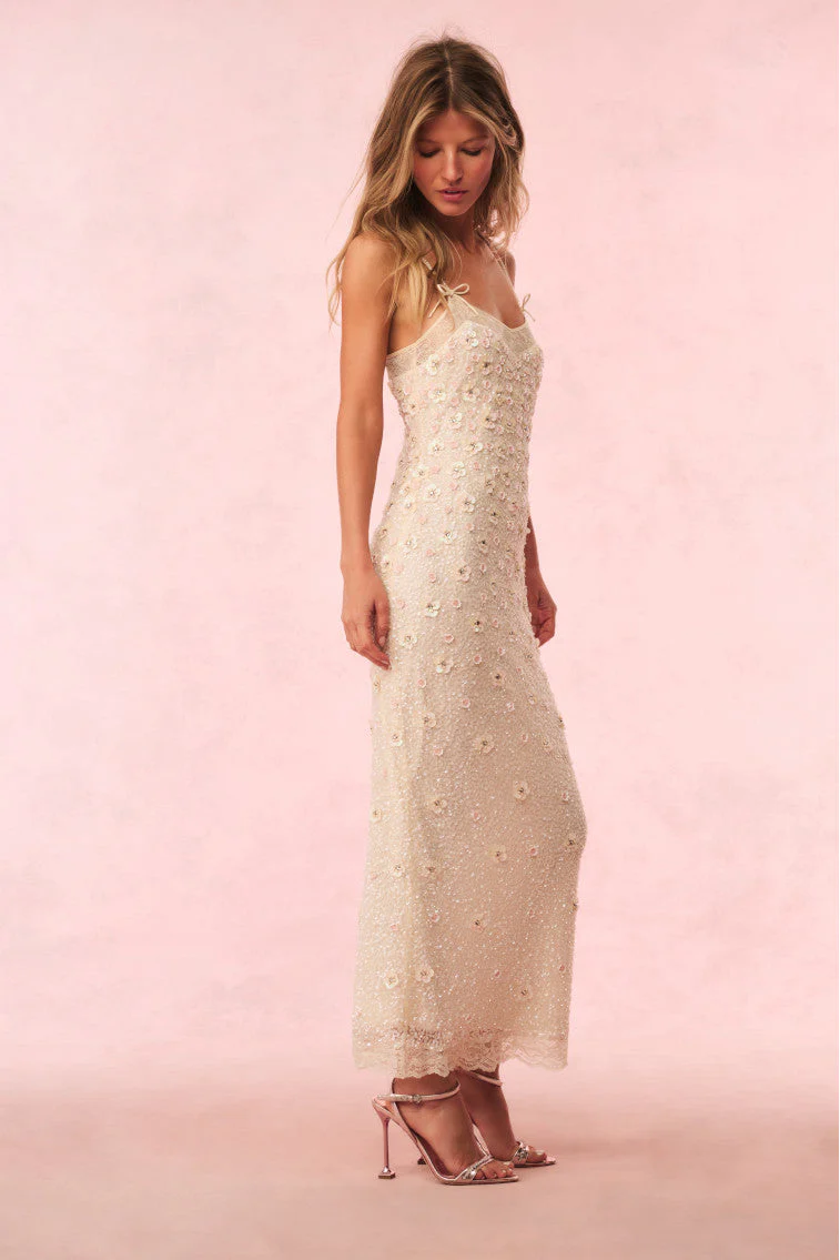 Mirrian Beaded Maxi Dress | Off White - Image 3