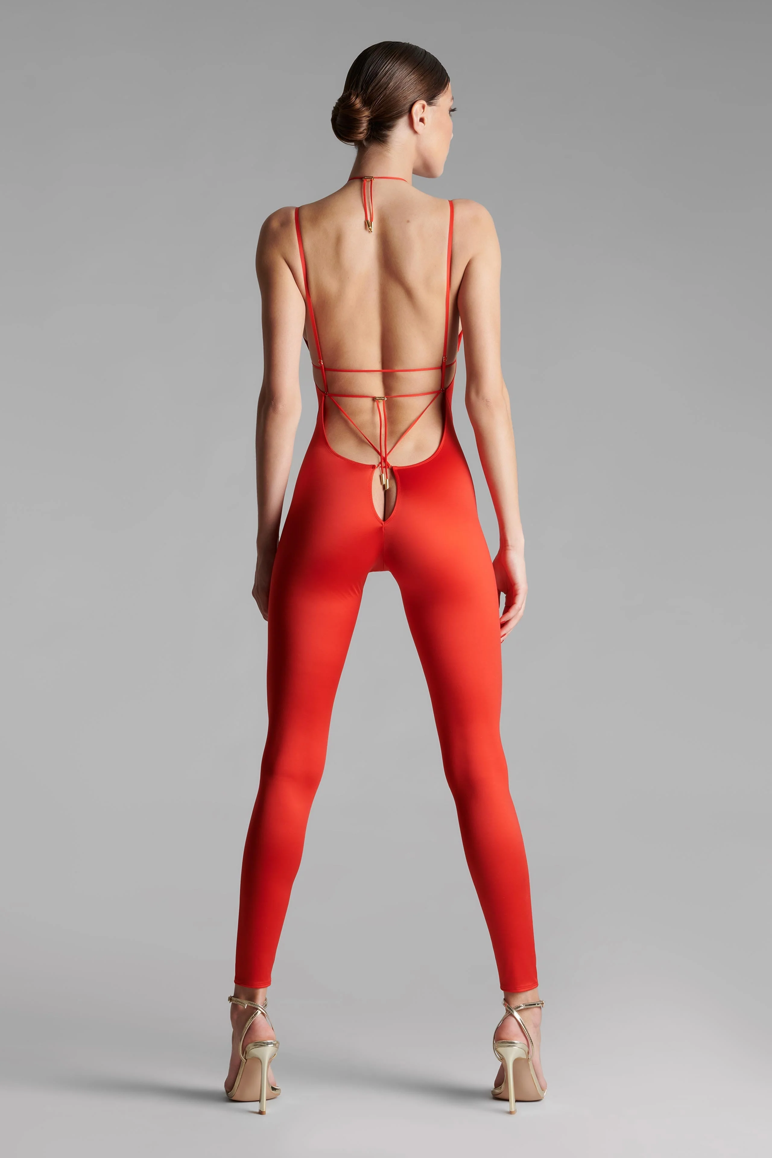 Open back strappy jumpsuit - French Kiss | Red - Image 2