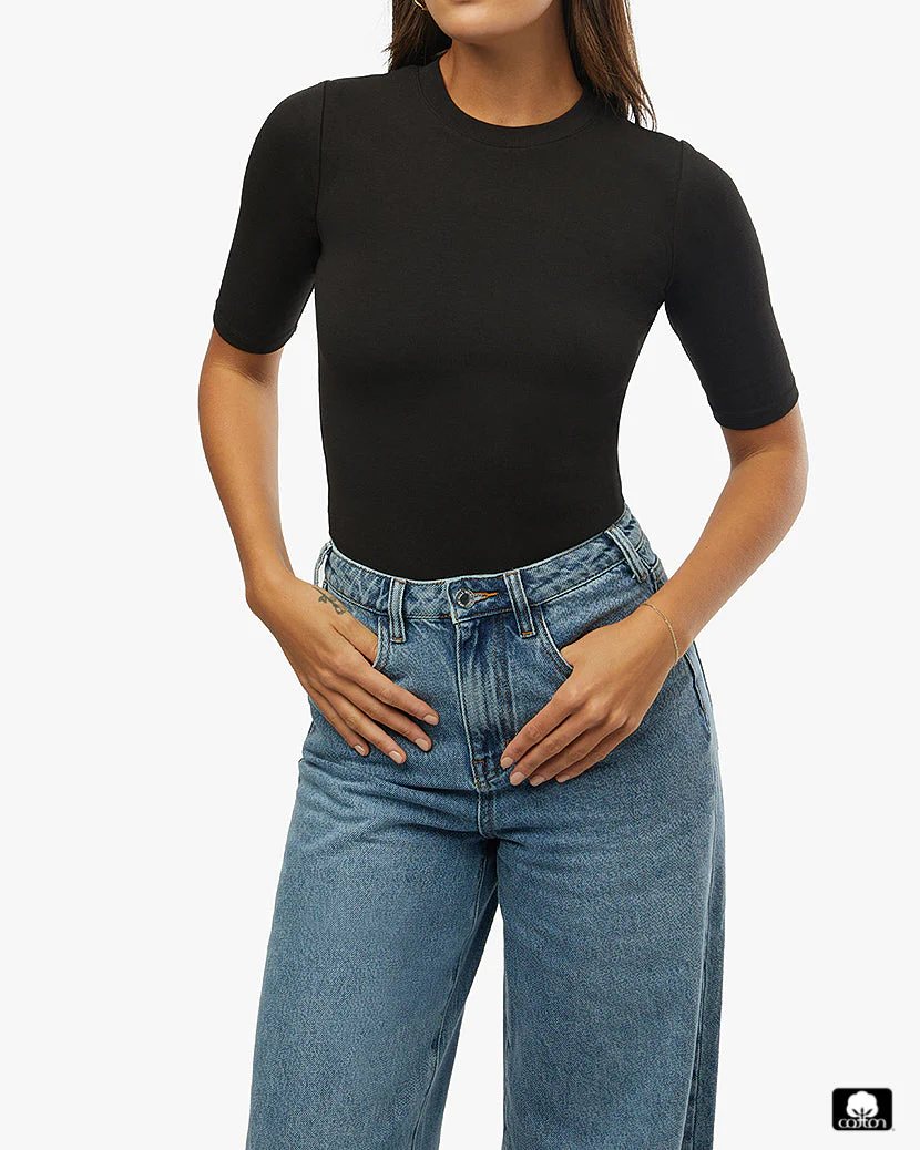 3/4" Sleeve Crew Tee | Black