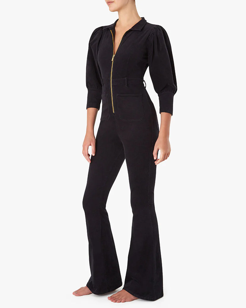 70s Corduroy Jumpsuit | Black - Image 4