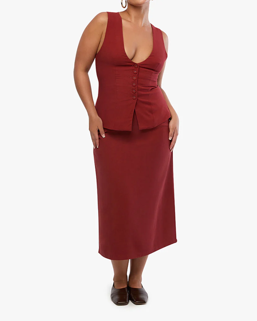 A-line Midi Skirt | Russet - Image 3