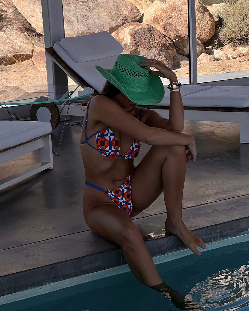 Adjustable Ruched Mosaic Bikini Bottom | Off White - Image 4
