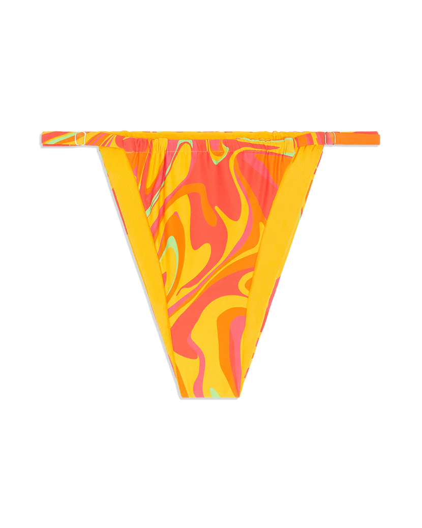 Adjustable Ruched Paradise Marble Bikini Bottom | Cherry Red - Image 2