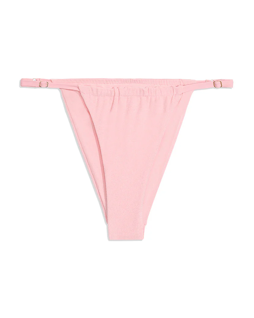 Adjustable Ruched Towel Terry Bikini Bottom | Baby Pink - Image 4
