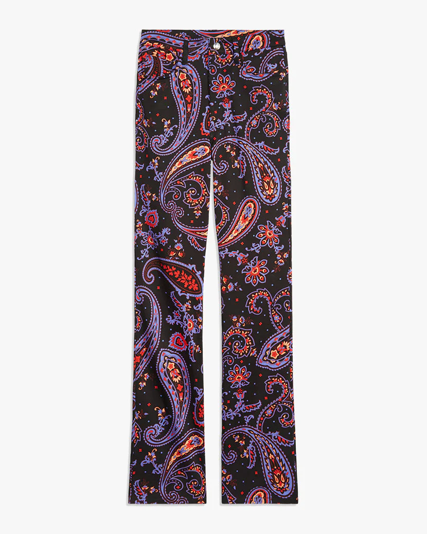 Ankle Flare Paisley Pant | Black Multi