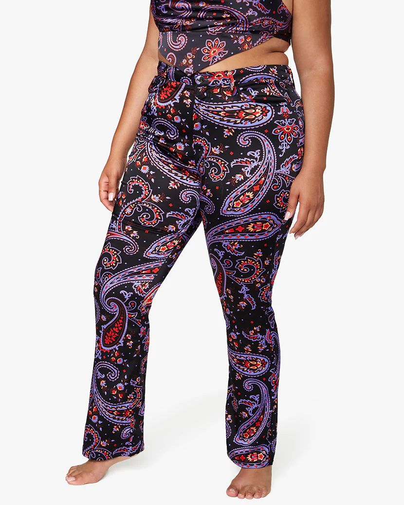 Ankle Flare Paisley Pant | Black Multi - Image 4