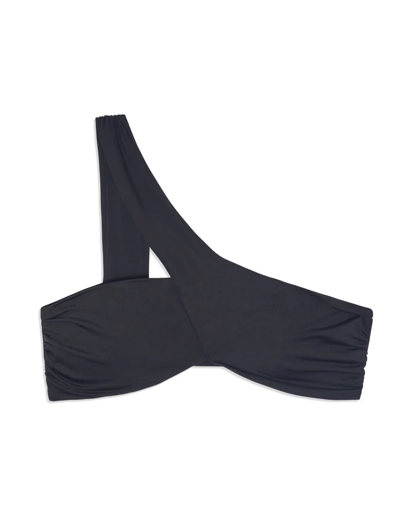 Asymmetrical Cross-Over Bikini Top | Black - Image 2