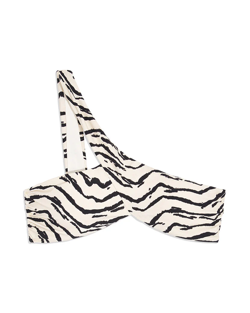 Asymmetrical Cross-Over Tiger Bikini Top | Off White - Image 3