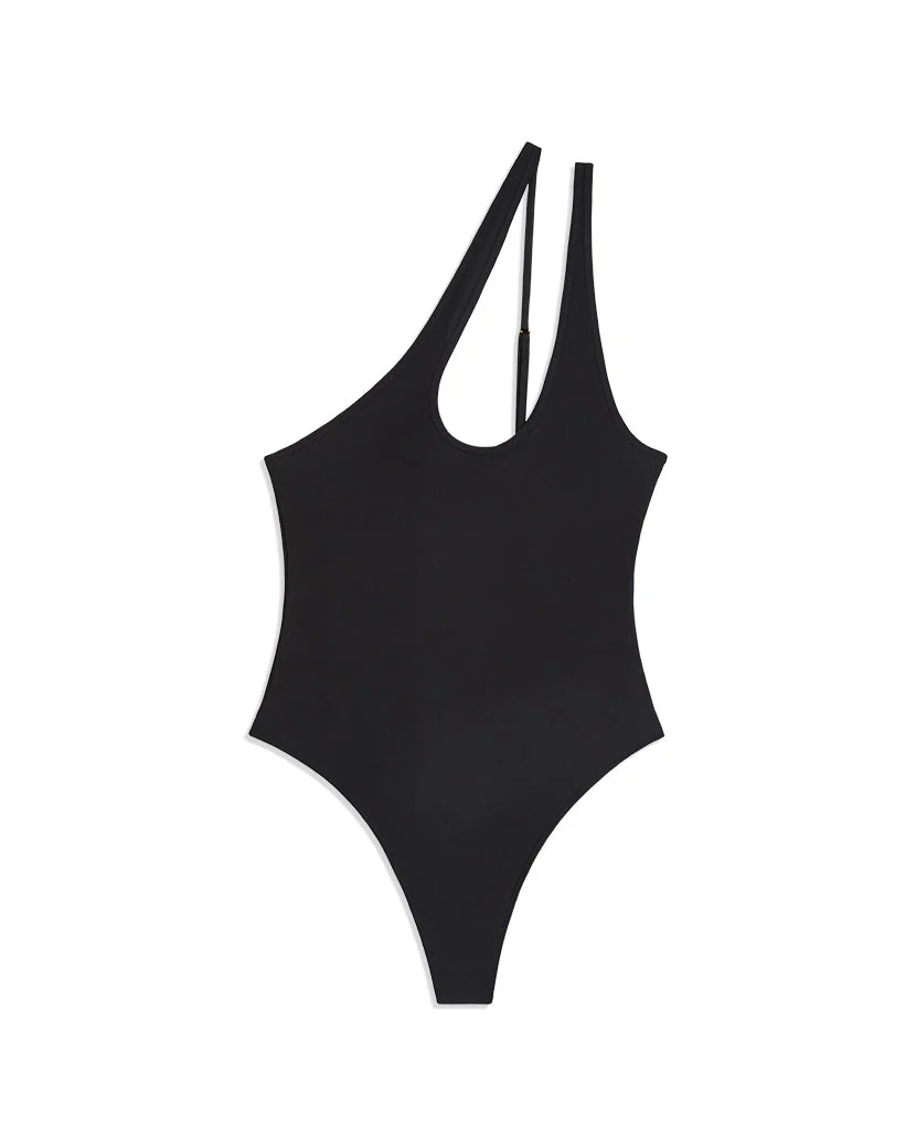 Asymmetrical Spandex Jersey Bodysuit | Black - Image 3