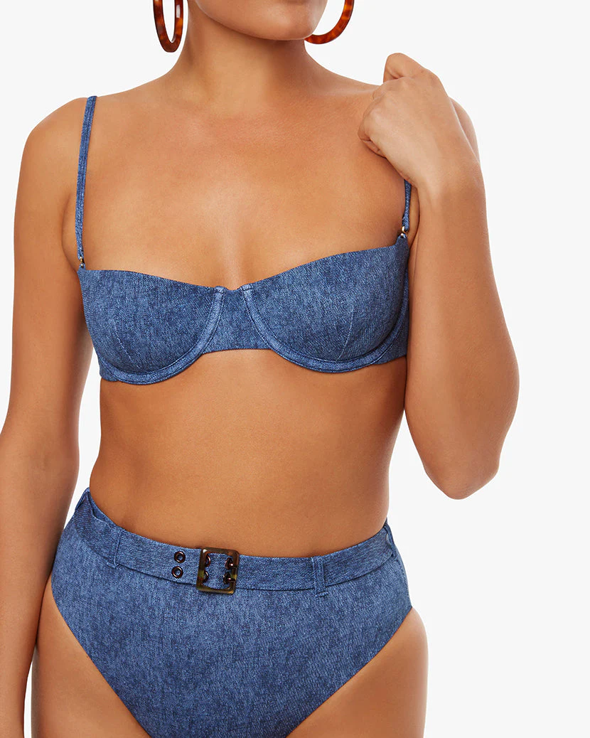 Balconette Denim Bikini Top | Dark Wash - Image 5