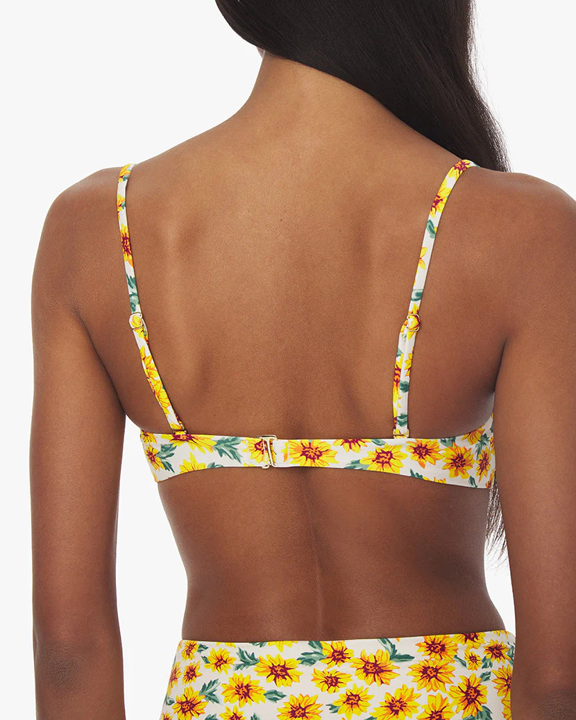 Balconette Micro Sunflowers Floral Bikini Top | Off White - Image 4