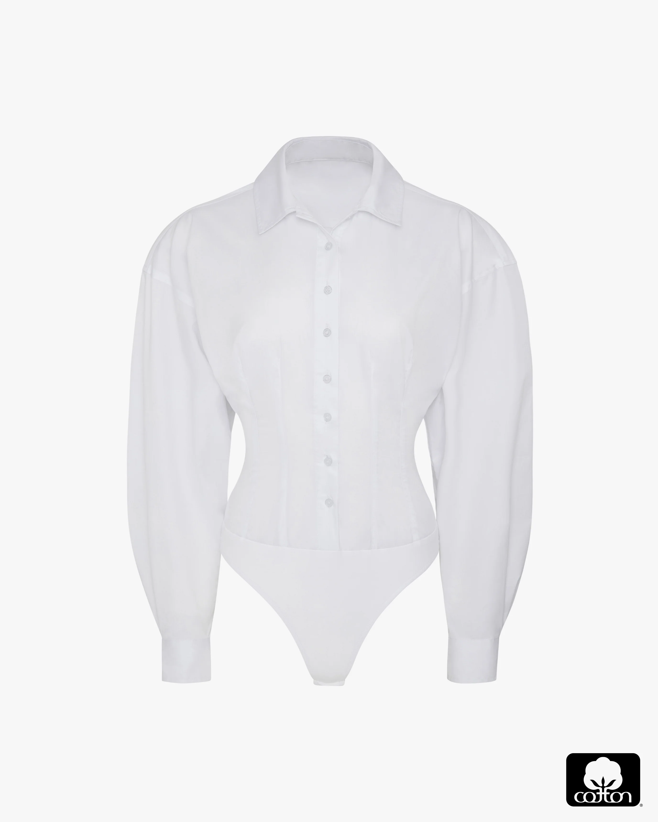 Balloon Sleeve Button Up Bodysuit | White - Image 3