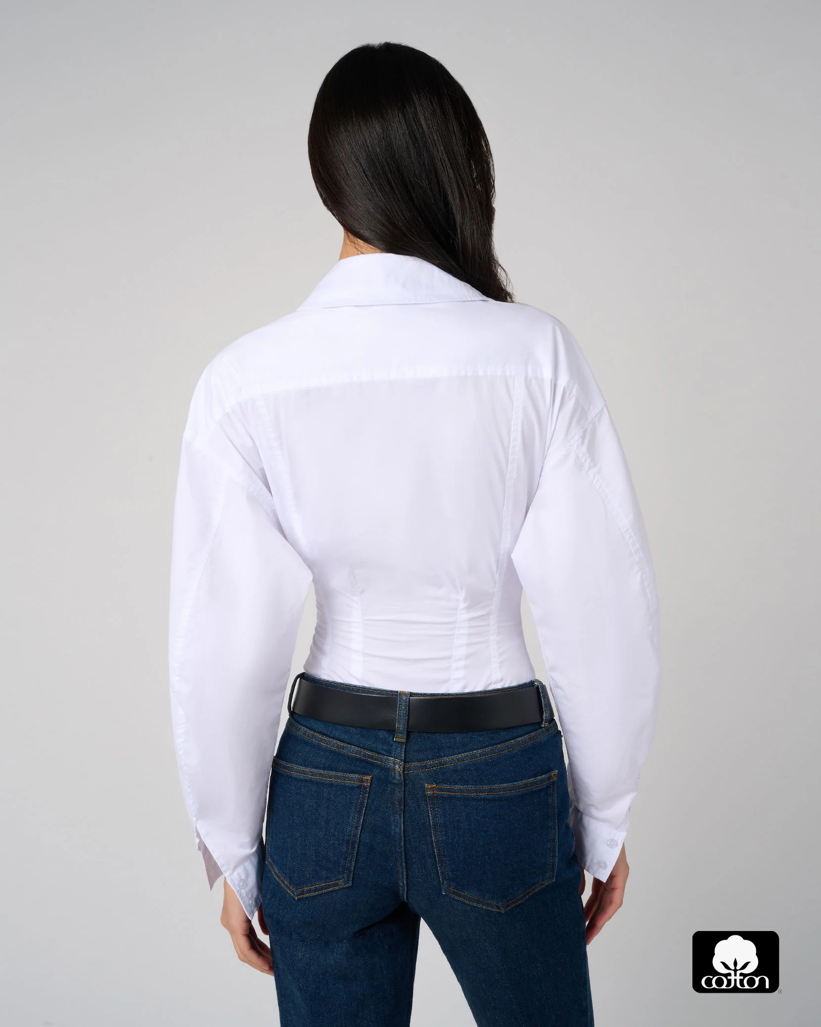 Balloon Sleeve Button Up Bodysuit | White - Image 6