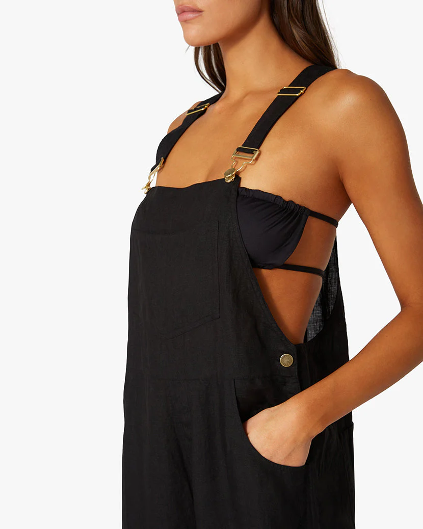 Basic Linen Overalls | Black - Image 4