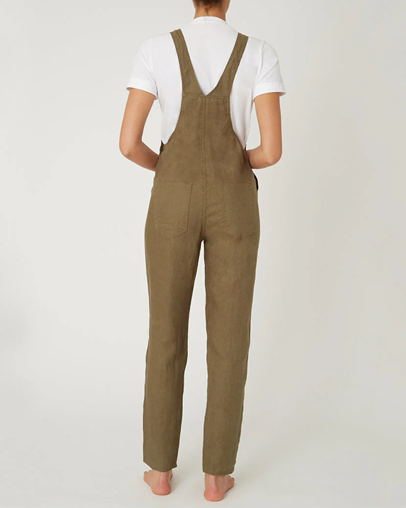 Basic Linen Overalls | Olive - Image 4