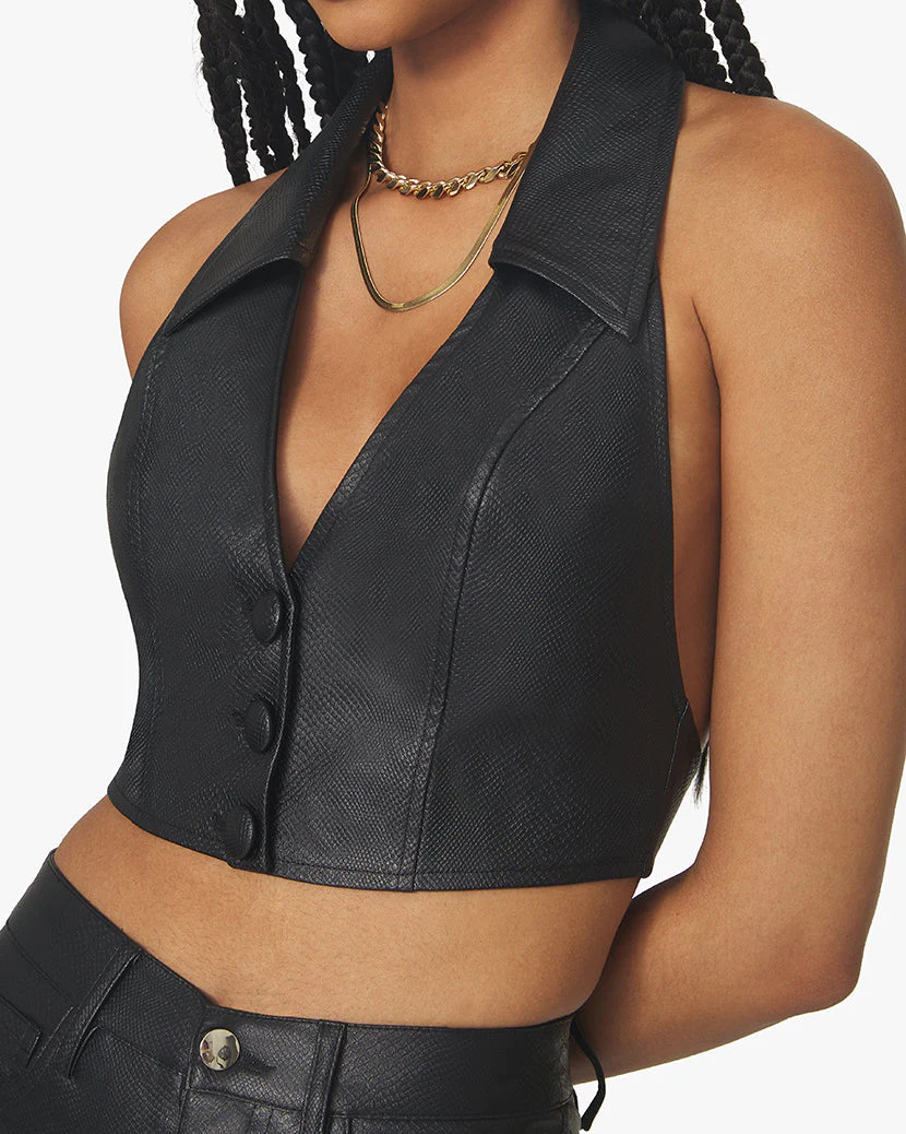 Bella Embossed Croc Vest | Black - Image 4