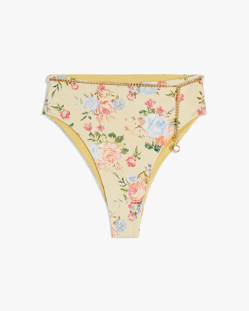 Belted Emily Vintage Drapes Bikini Bottom | Sand Multi