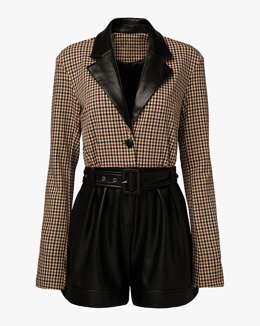 Blazer Romper | Plaid x Black - Image 2