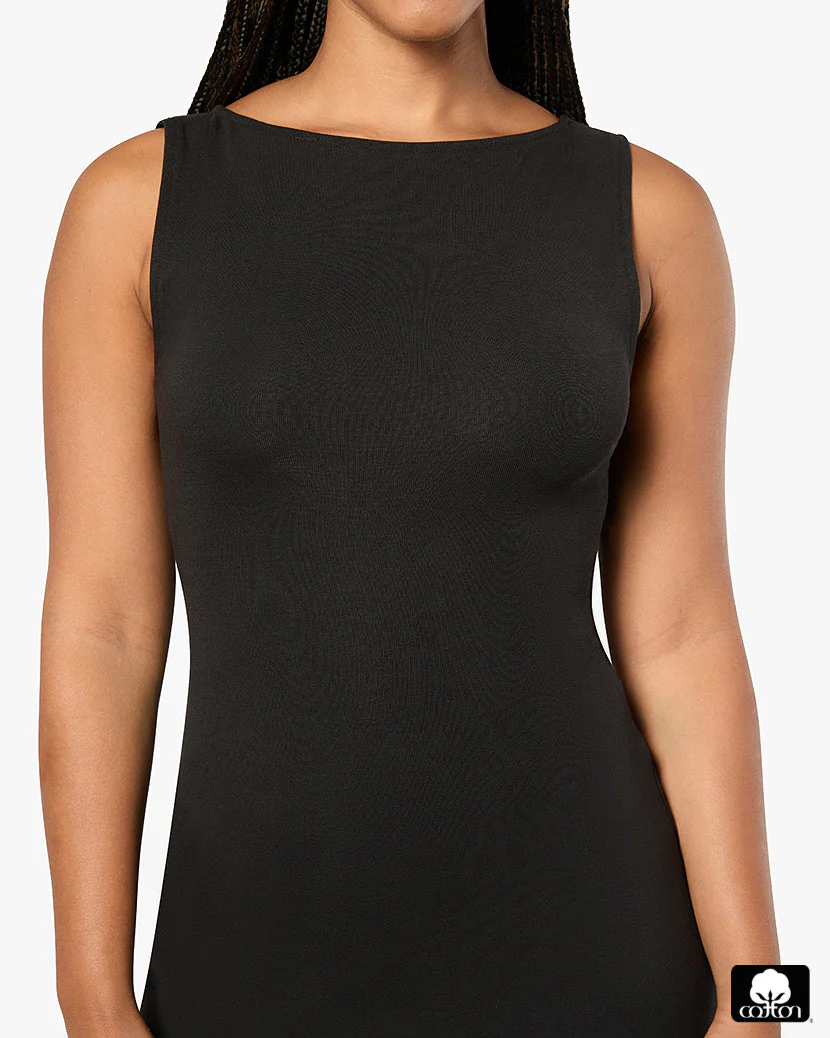 Boat Neck Midi Dress | Black - Image 3