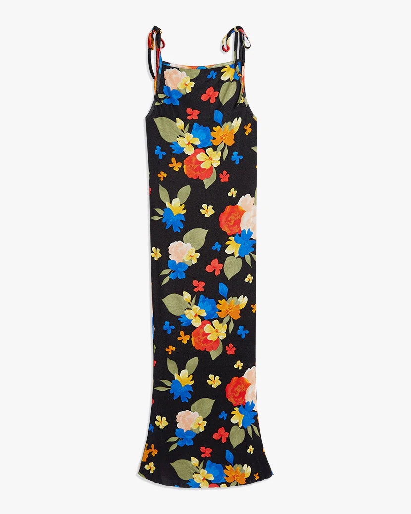 Boat Neck Tropicana Maxi Dress | Black Multi - Image 2