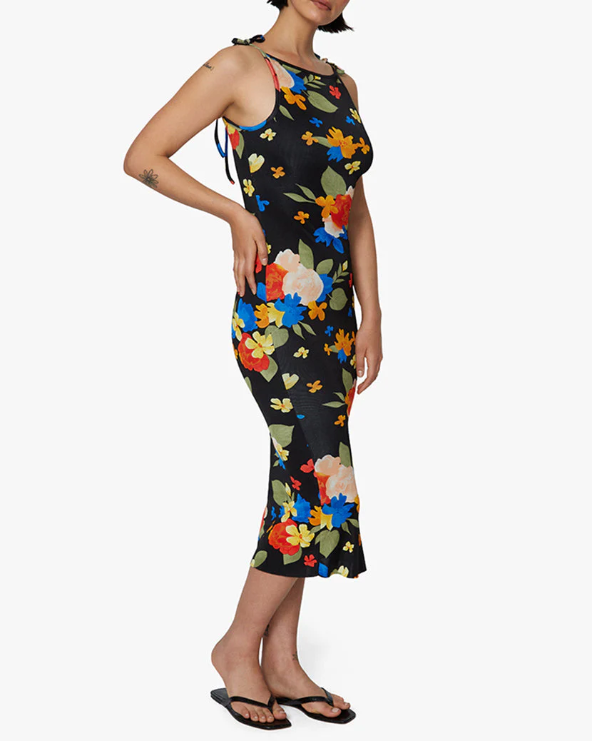 Boat Neck Tropicana Maxi Dress | Black Multi - Image 5