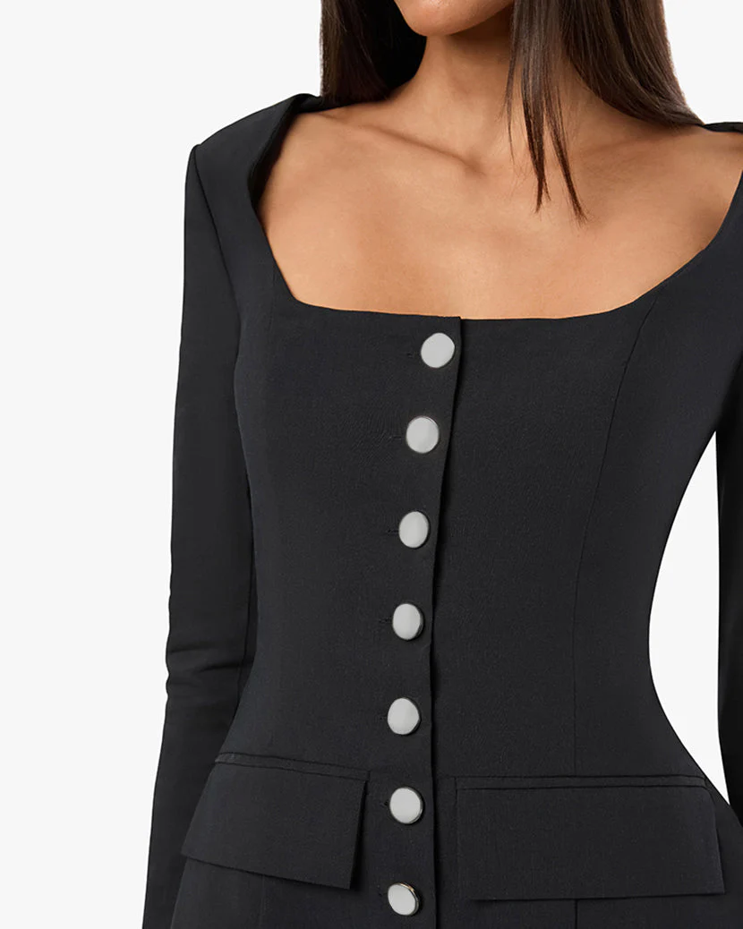 Boatneck Peplum Blazer | Black - Image 5