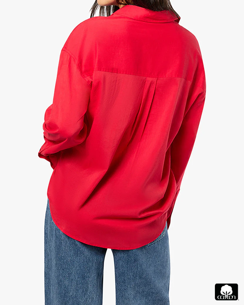 Boxy Button Down Shirt | Red - Image 6