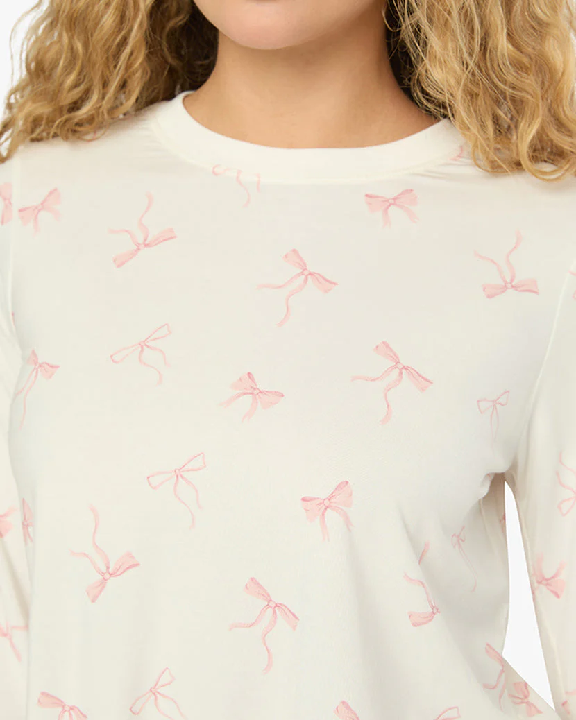 Boxy Crewneck Top | Ivory x Pink - Image 5