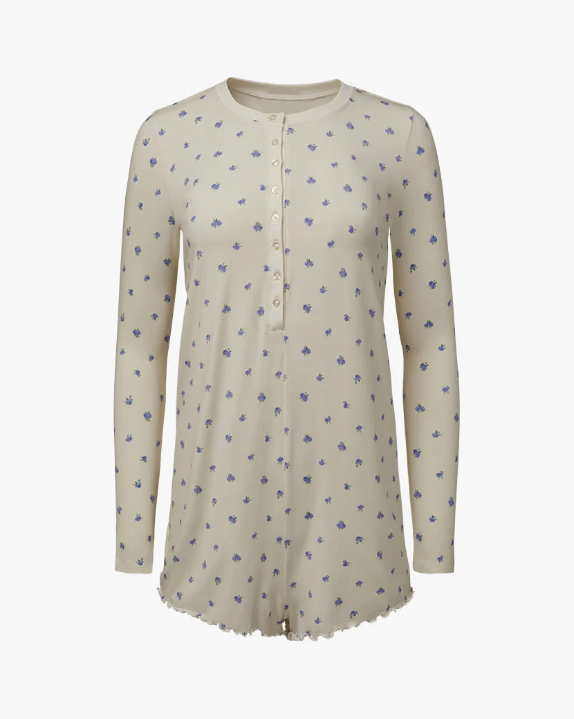 Boxy Henley Romper | Ivory - Image 3