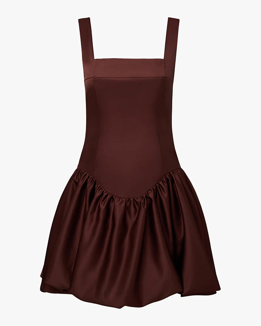 Bubble Skirt Corset Mini Dress | Chocolate - Image 2