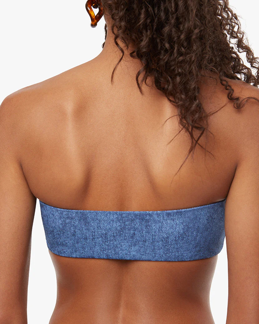 Buckle Bandeau Denim Bikini Top | Dark Wash - Image 4