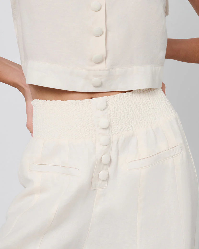 Button Front Palazzo Pant | Off White - Image 5