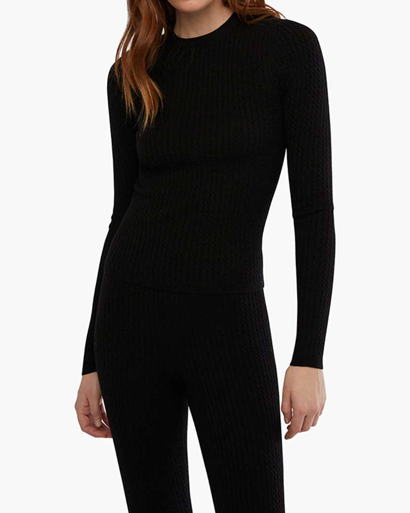 Cable Knit Long Sleeve | Black