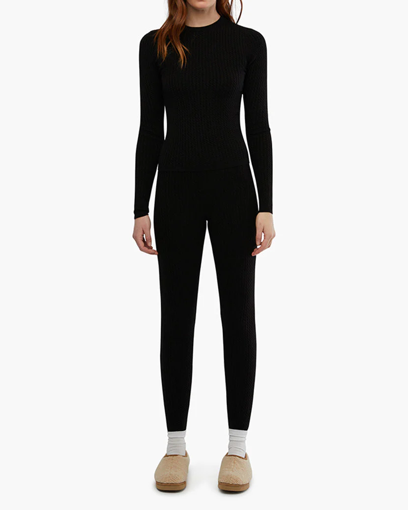 Cable Knit Long Sleeve | Black - Image 4