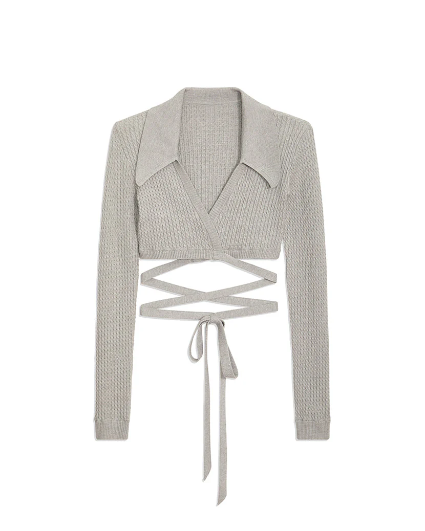Cable Knit Wrap Top | Mist - Image 2