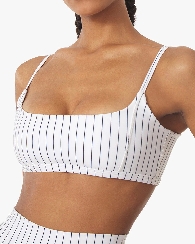 Cami Pinstripe Bra Top Brushed Poly | Off White Black - Image 2