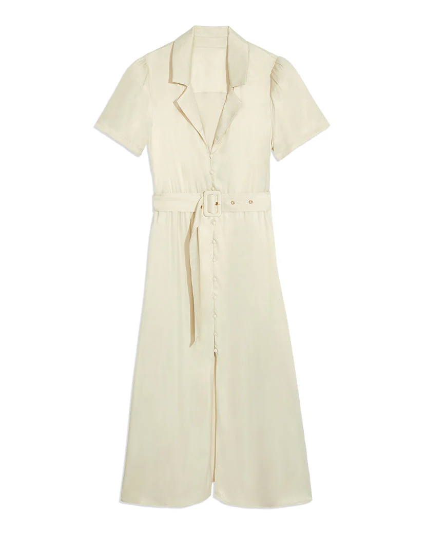 Camp Satin Collar Shirt Dress | Creme Brulee - Image 2