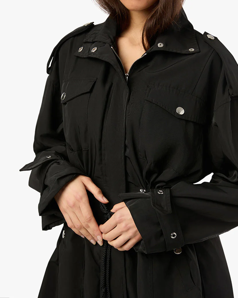 Cinched Waist Anorak Jacket | Black - Image 4