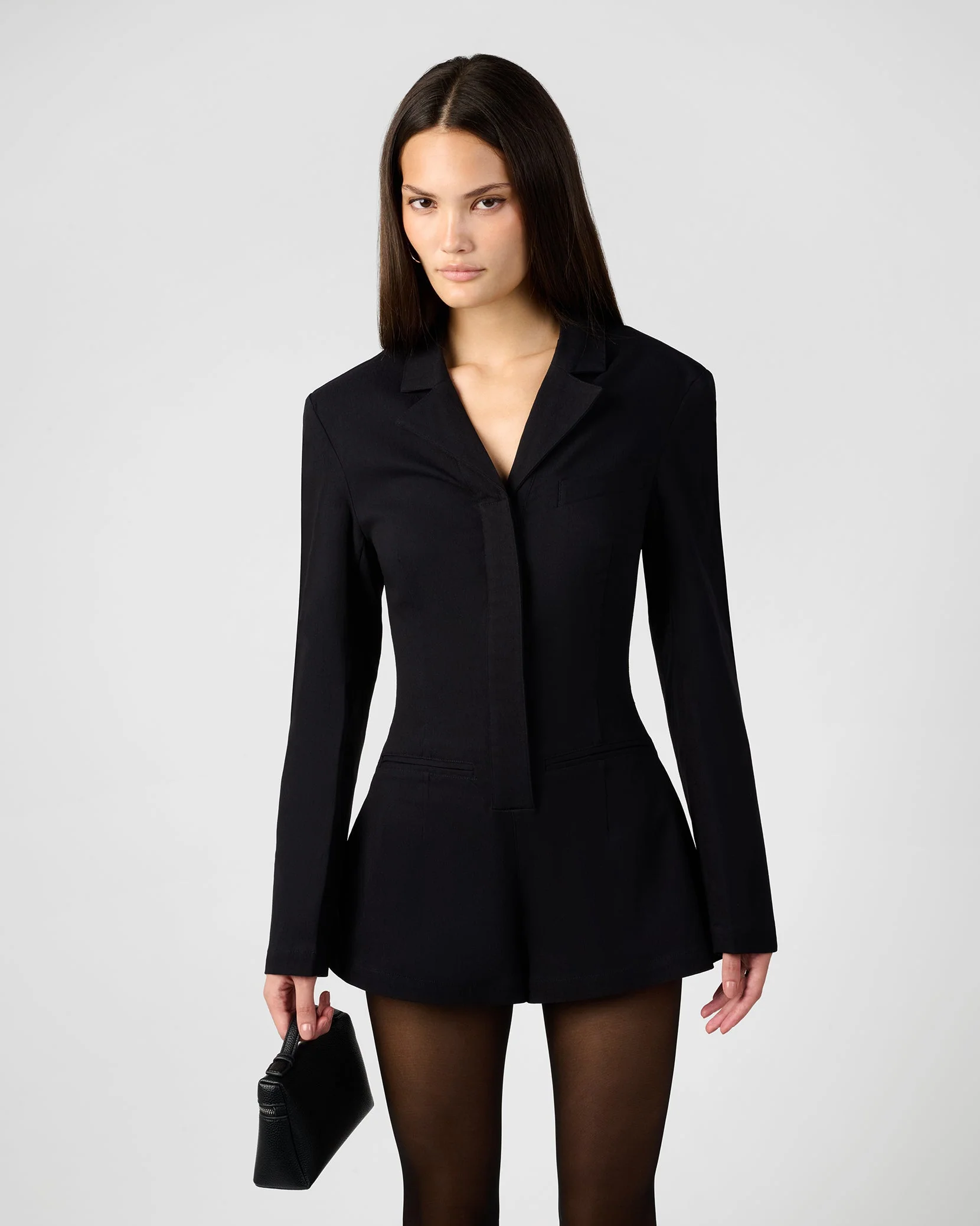 Cinched Waist Blazer Romper | Black - Image 4