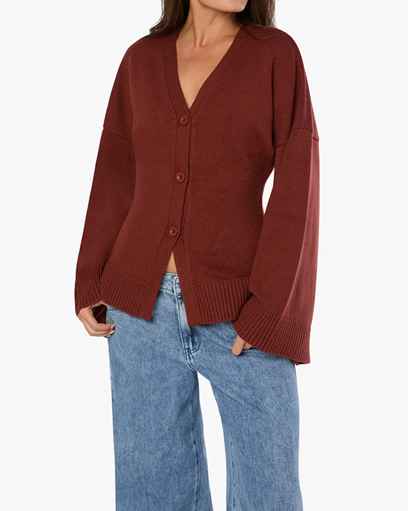 Cinched Waist Cardigan | Chestnut