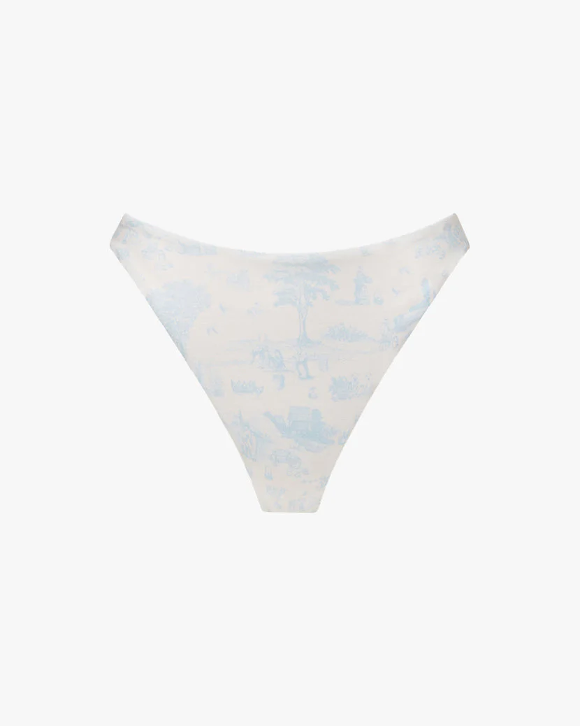 Classic Scoop Cottage Toile Bikini Bottom | Off White Blue - Image 2