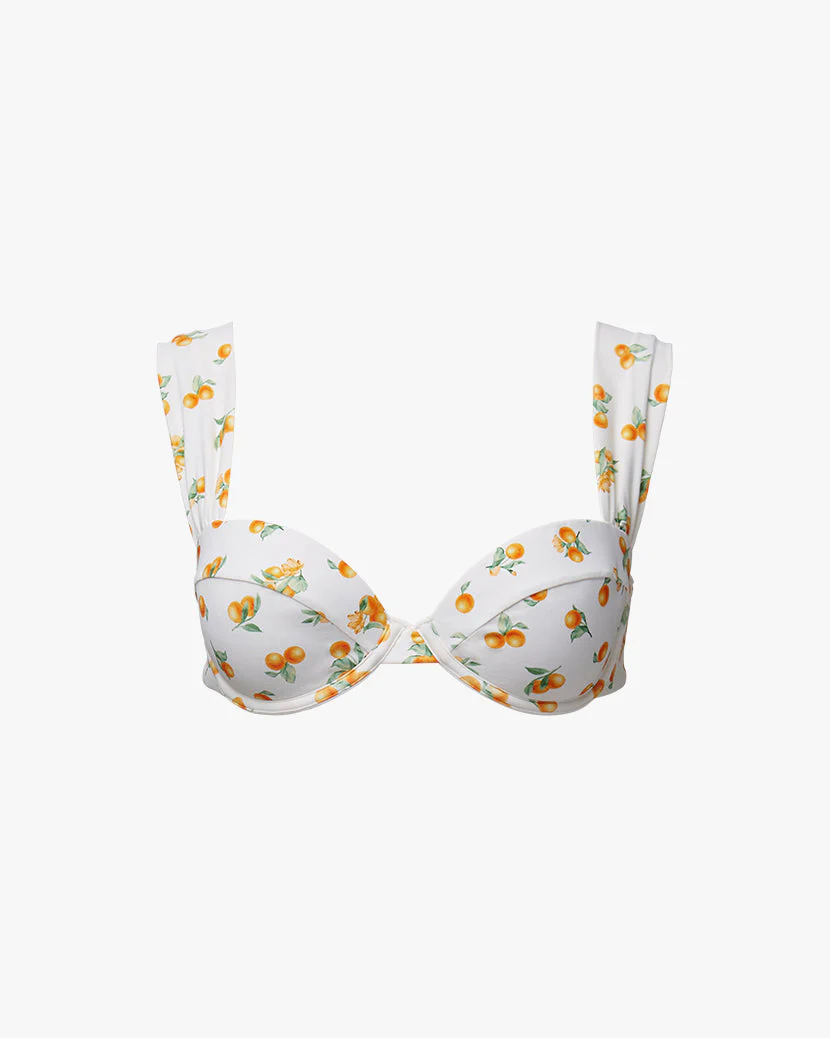 Claudia Ditsy Oranges Bikini Top | White - Image 2