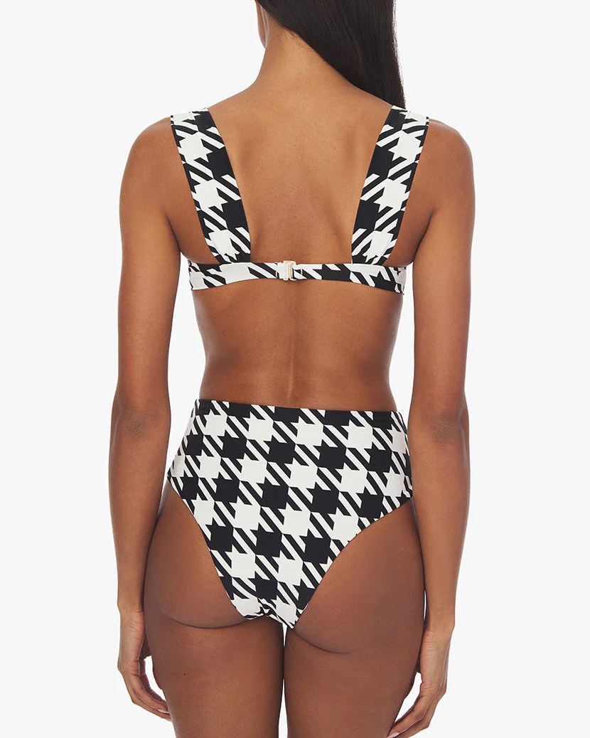 Claudia Oversized Houndstooth Bikini Top | Black White - Image 3
