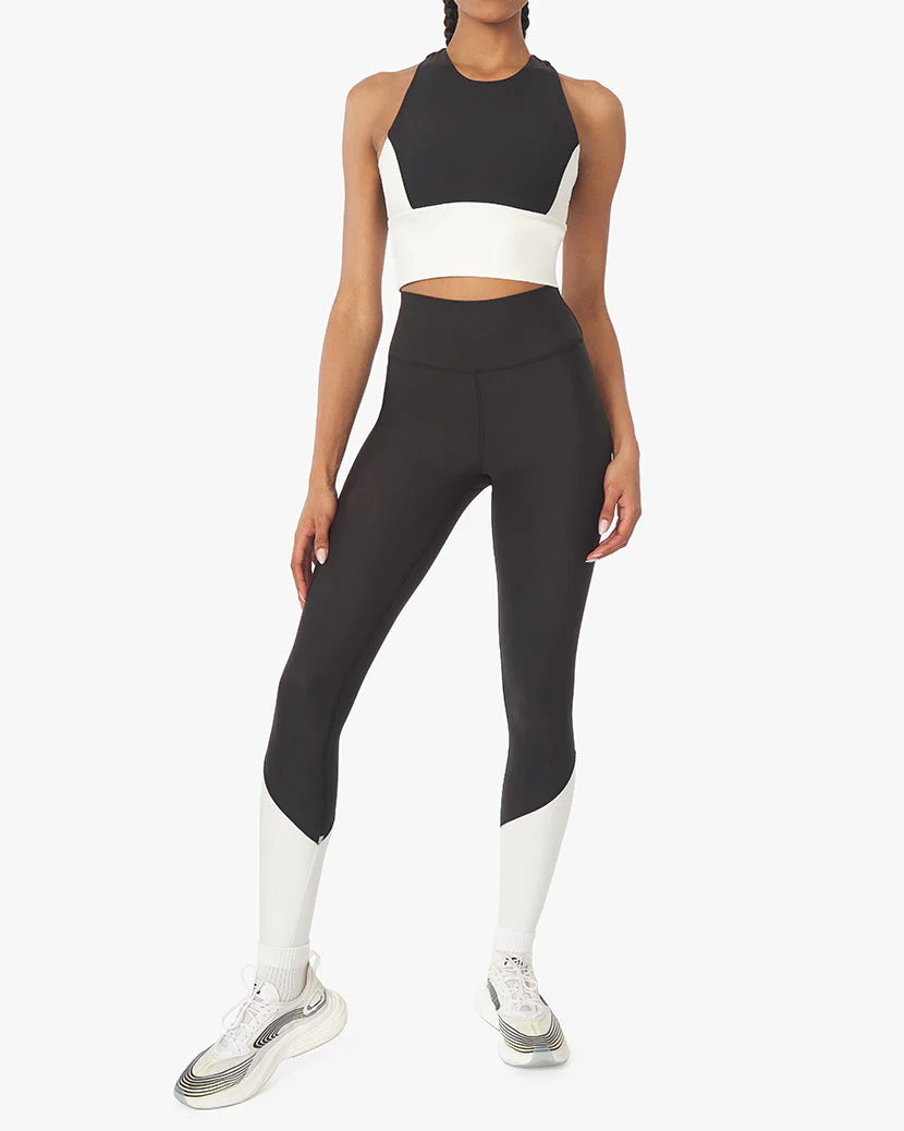 Colorblock Racerback Tank Brushed Poly | Black White - Image 5