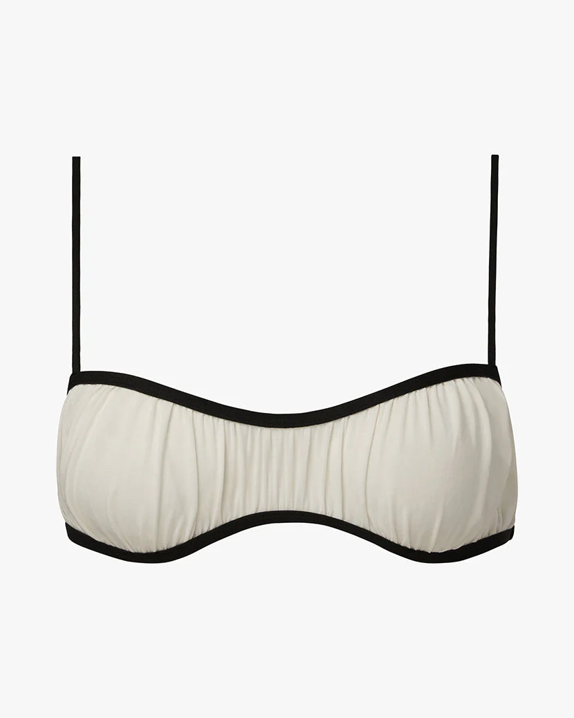Contrast Scrunchie Top | Ivory x Black - Image 2