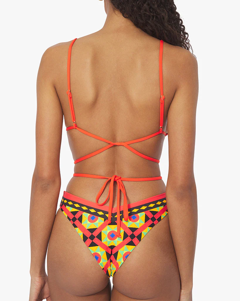 Cooper Wrap Mosaic Bikini Top | Black - Image 5