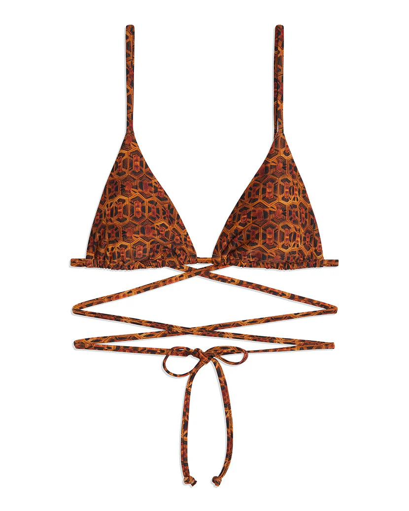 Cooper Wrap Tortoise Shell Bikini Top | Tan - Image 3